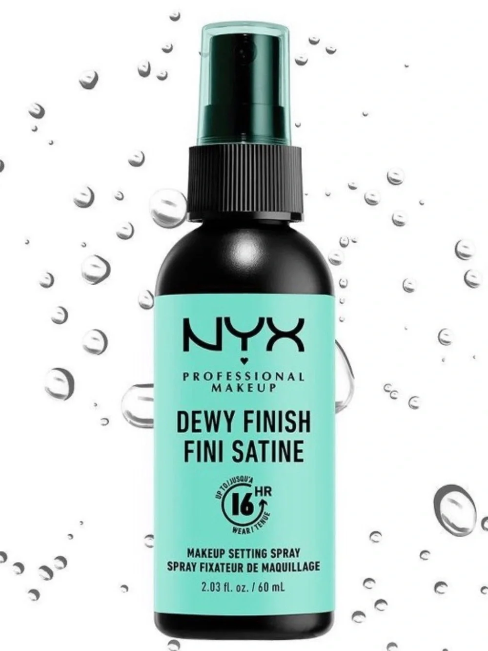 NYX Professional Makeup setting spray provides a dewy finish